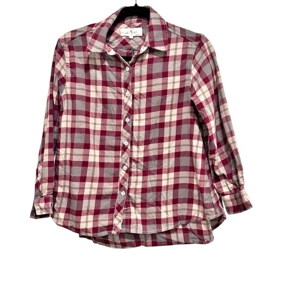 The Great. Button Down Flannel Plaid Check Women's Size 0 or XS Long Sleeve - Picture 1 of 4